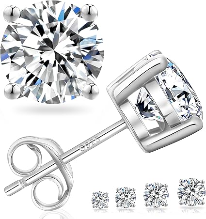 Amazon.co.jp: KRKC&CO モアッサナイト スタッドピアス メンズ 4本爪